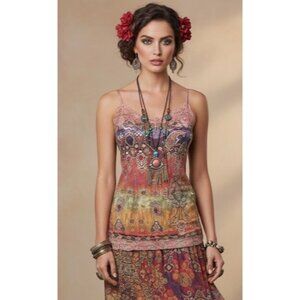 Vtg 90s Y2K Paisley Tank Top M Whimsigoth Boho Hippie Beachy Fairy Grunge